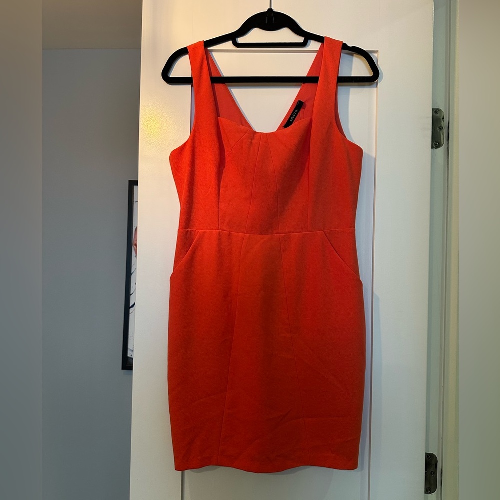 NWT Ark & Co. Salmon Pink/Orange Sleeveless Dress. With Pockets. Sz L
